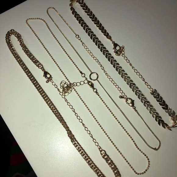4 PIECE ALL GOLD NECKLACE SET